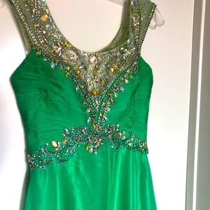 Green Beaded Gown. Size 0